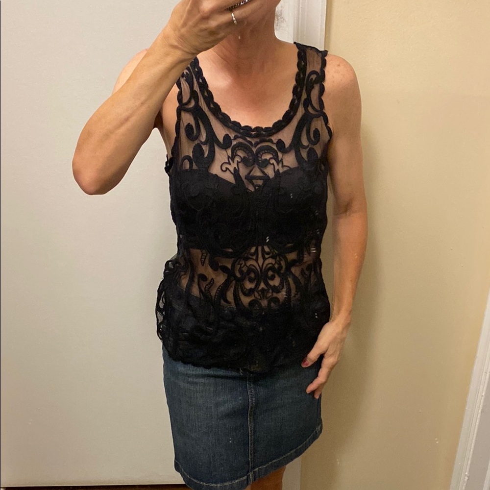 Express  Black Lace Sleeveless Top